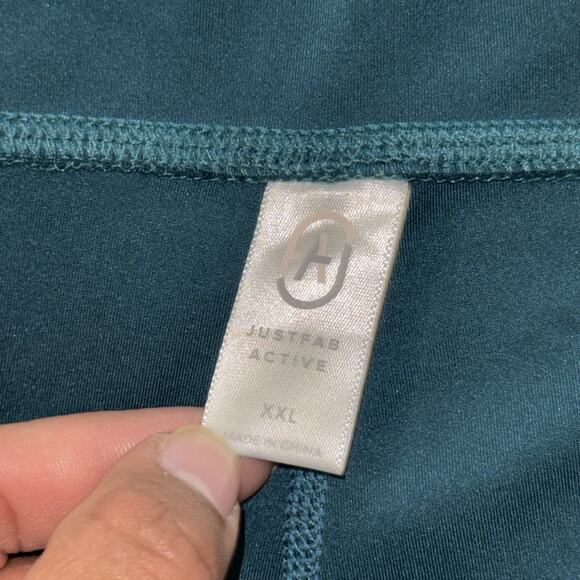 JustFab Flare Leggings Women's XXL Teal White Side Stripe Pull On Activewear - Picture 4 of 7